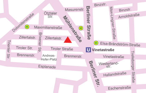 Stadtplanausschnitt Zillertalstraße 57, 13187 Berlin
